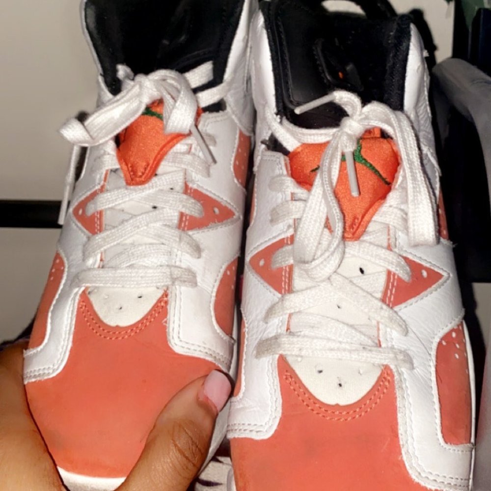 White and Orange Jordan 6